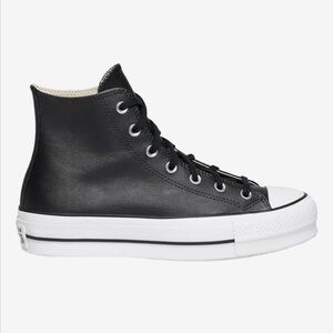 Converse All Star Platform Hi Top Leather Black